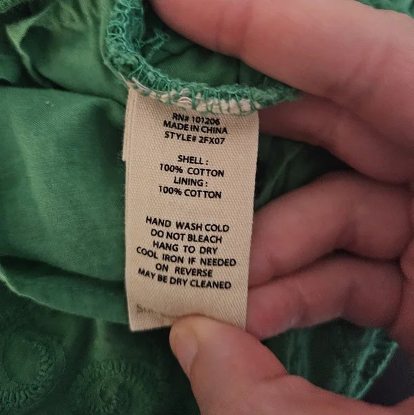 Soft Surroundings 100% Cotton Boho Embroidered Green Eyelet Puff Sleeve Blouse - Picture 8 of 9